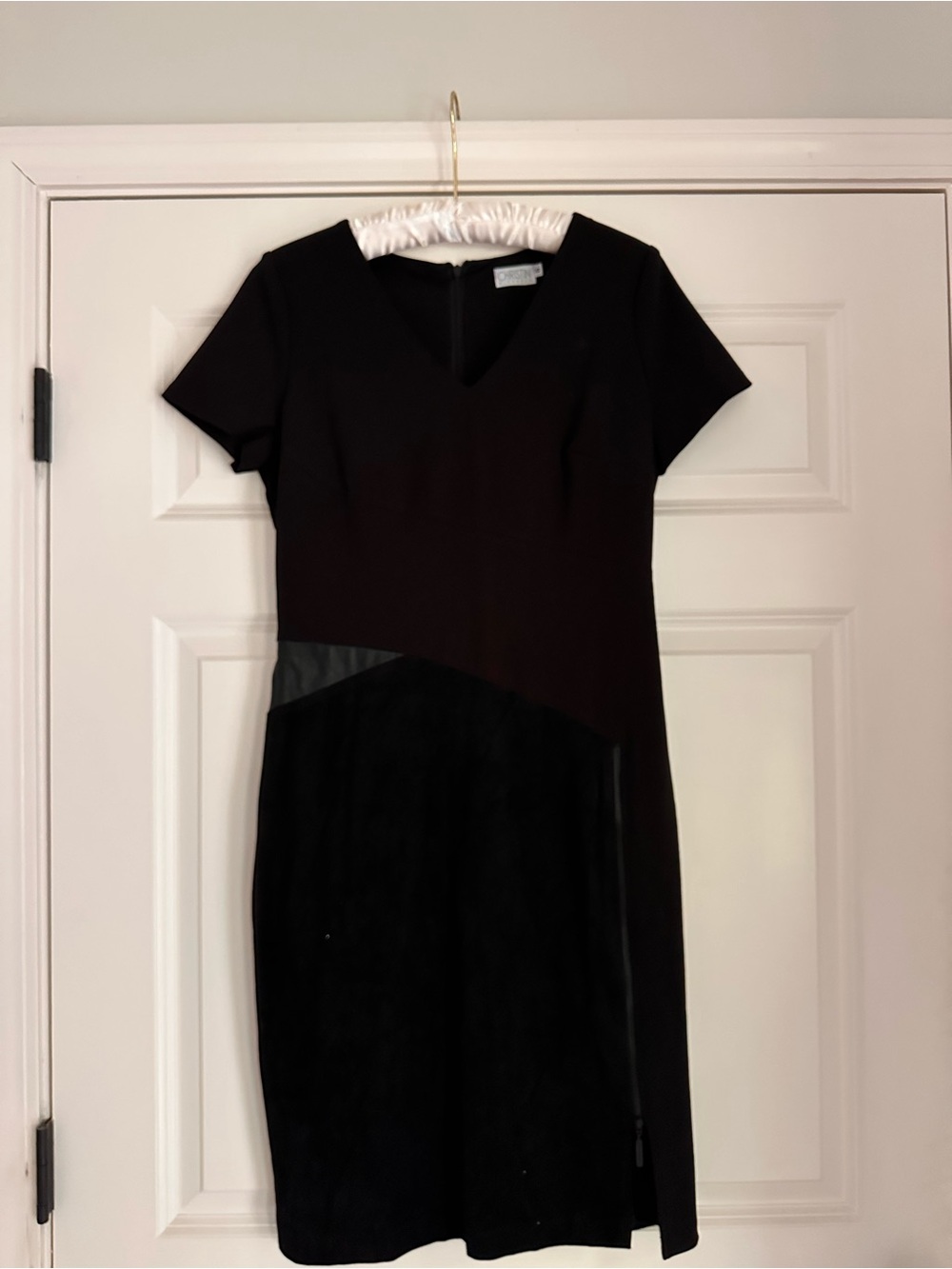 Christina Michaels mixed material Black Short-Sleeve Mini Dress Size 8